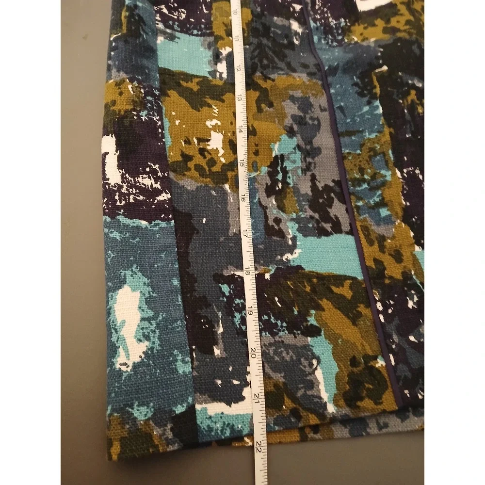 Tabitha Anthropologie sz 2 Abstract Painterly Print Pencil Skirt Blue Green